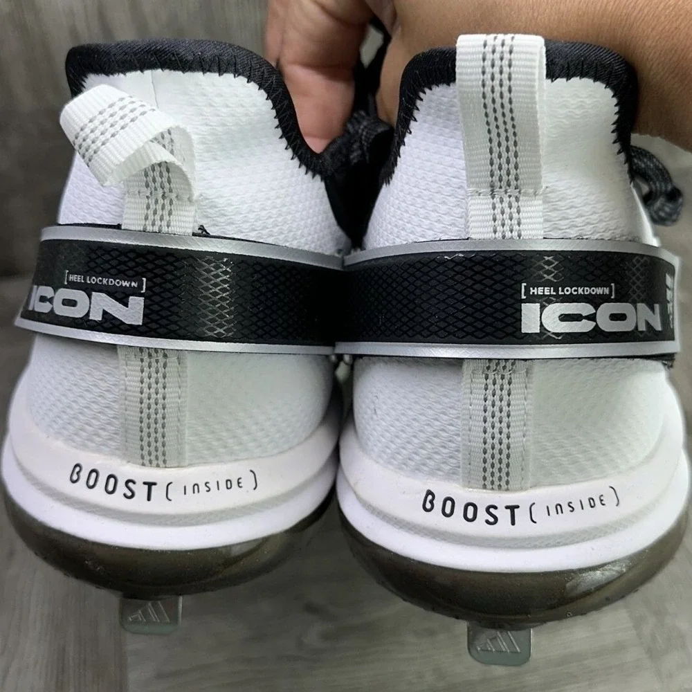 Adidas Icon 7 Boost Baseball Cleats Mens 15 Black White Metal Spikes NEW FY4178